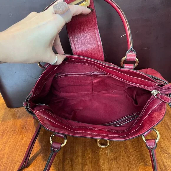 Unbranded Vintage Burgundy Vegan Leather Handbag - Picture 6 of 9